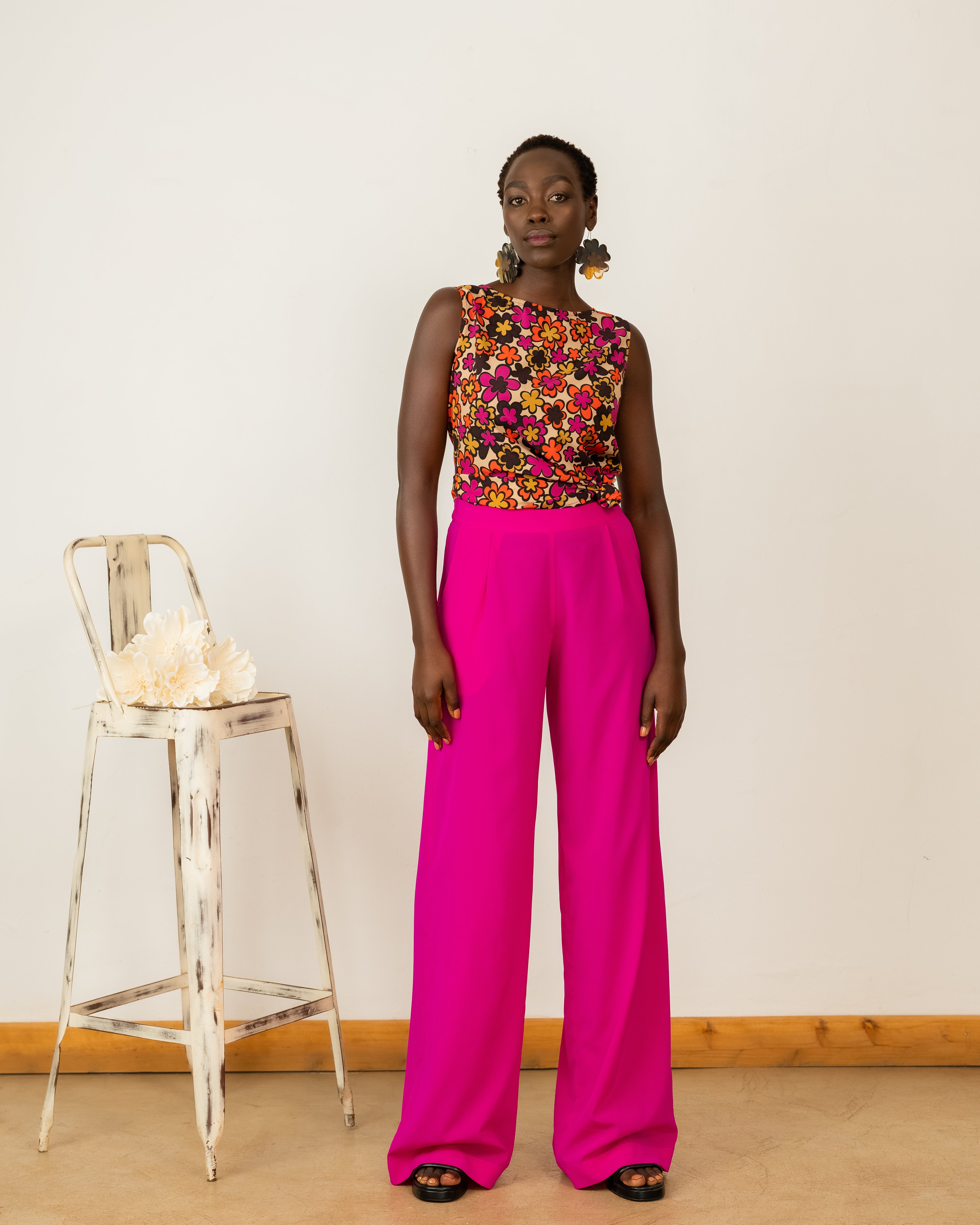 Palazzos In Hot Pink Crepe Silk