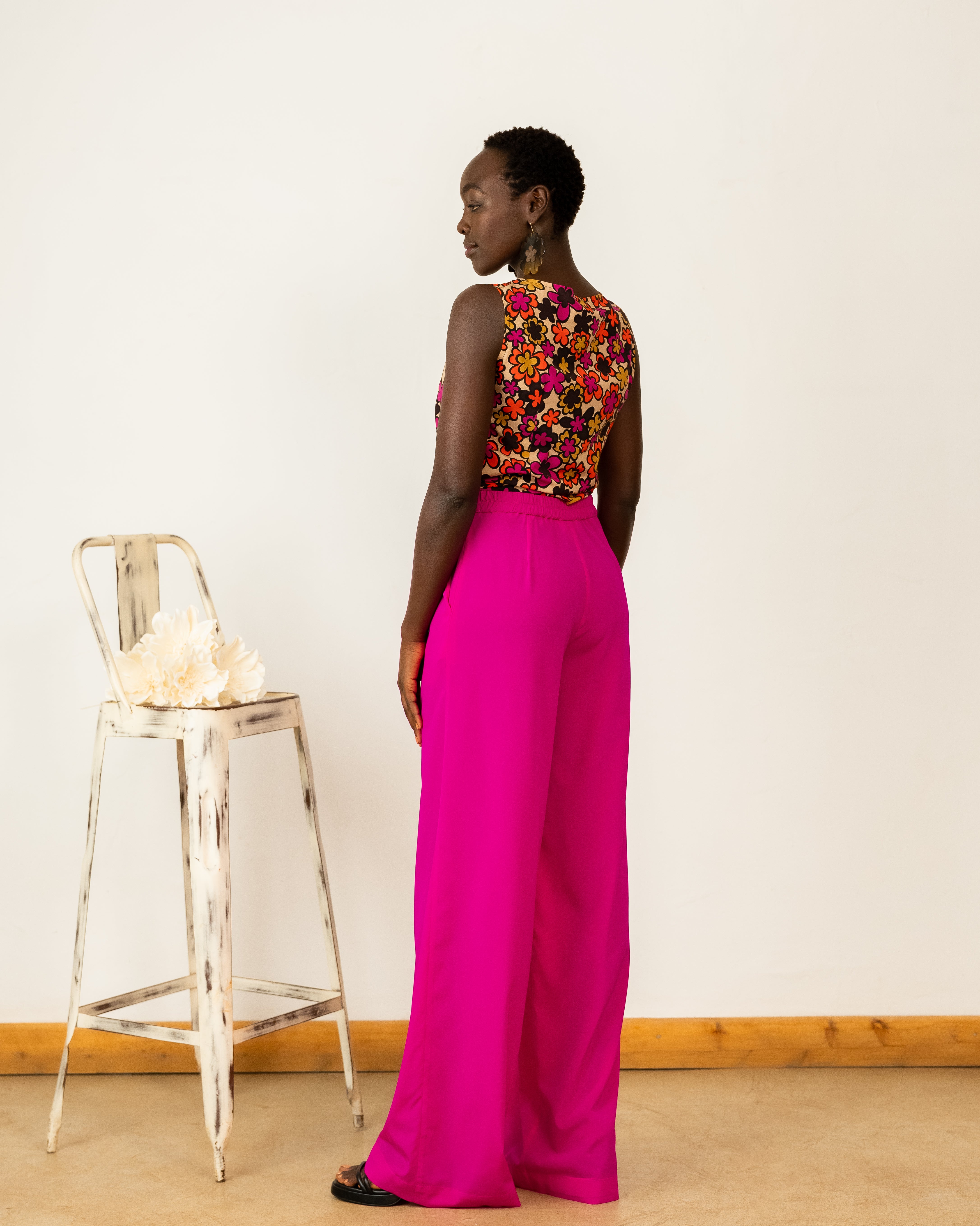 Palazzos In Hot Pink Crepe Silk