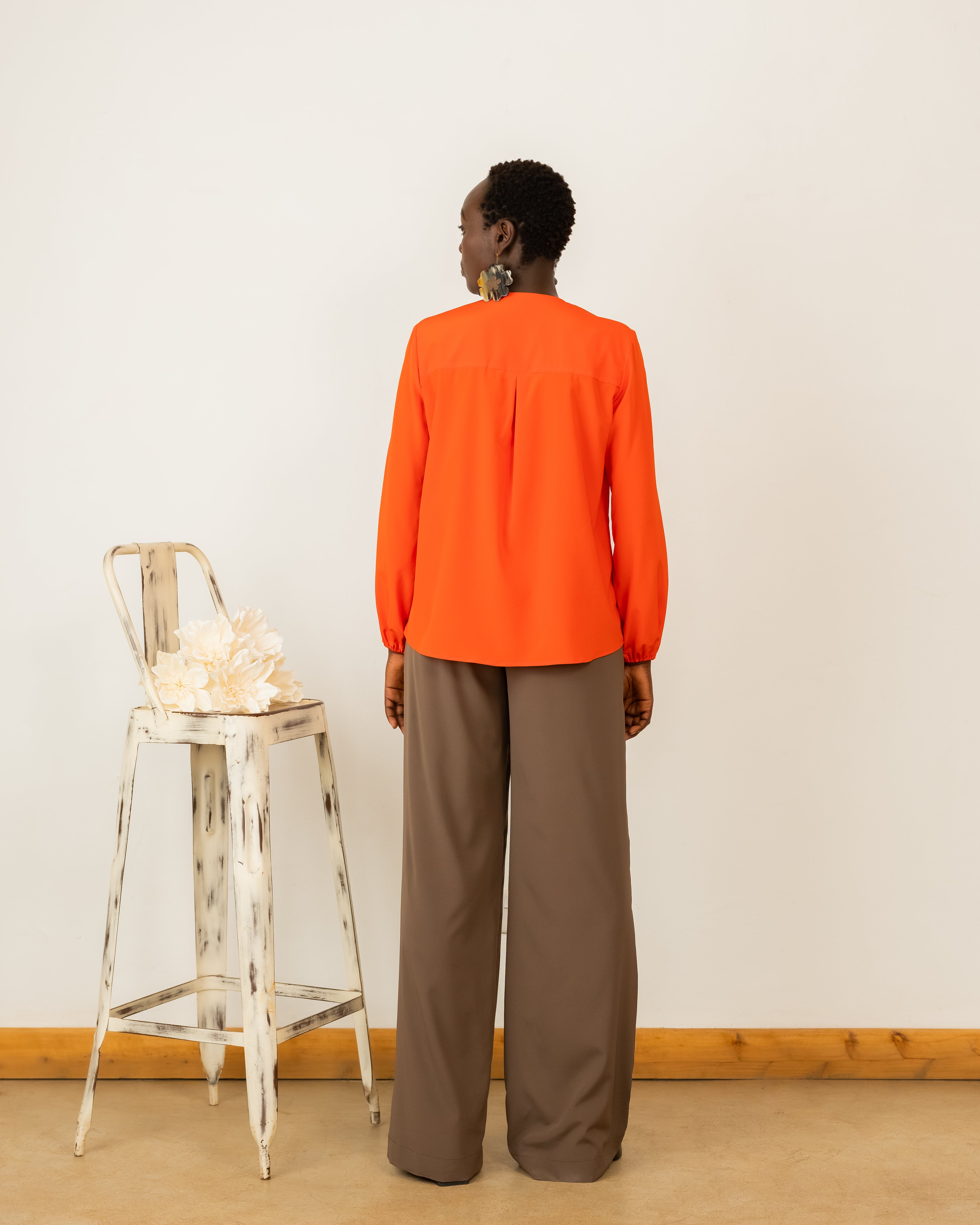 Pret Blouse In Orange Crepe Silk