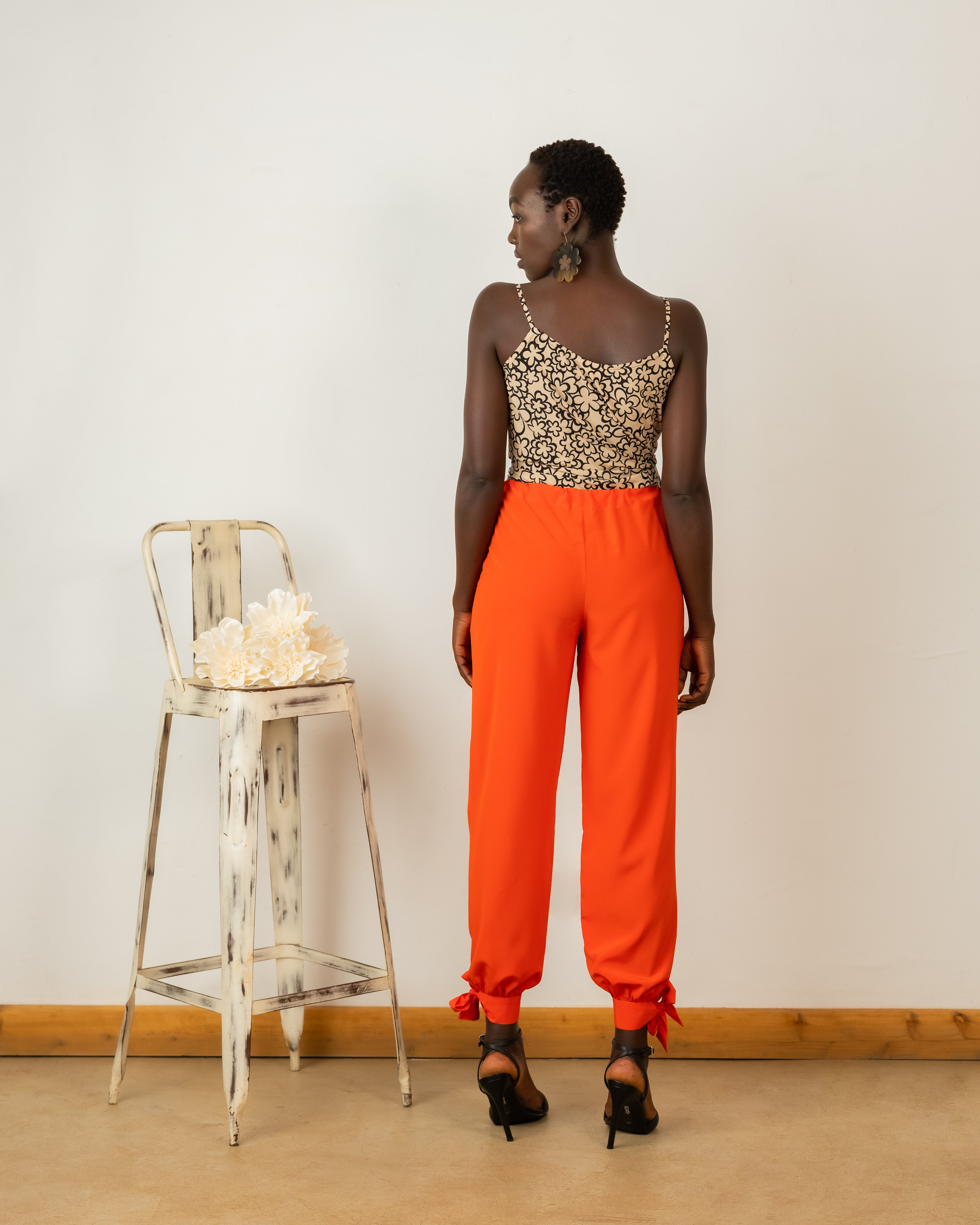 Tanja Joggers In Orange Crepe Silk