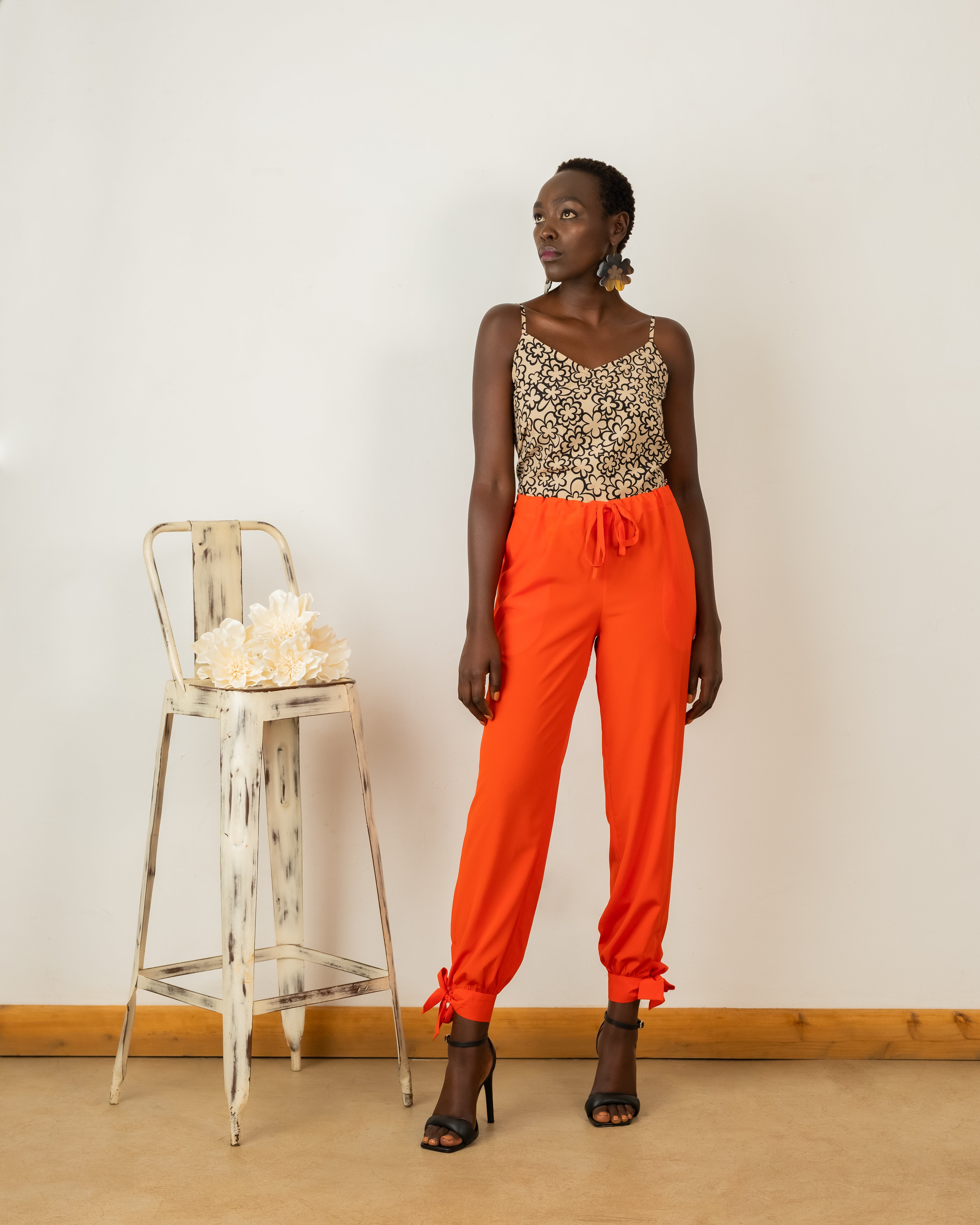 Tanja Joggers In Orange Crepe Silk