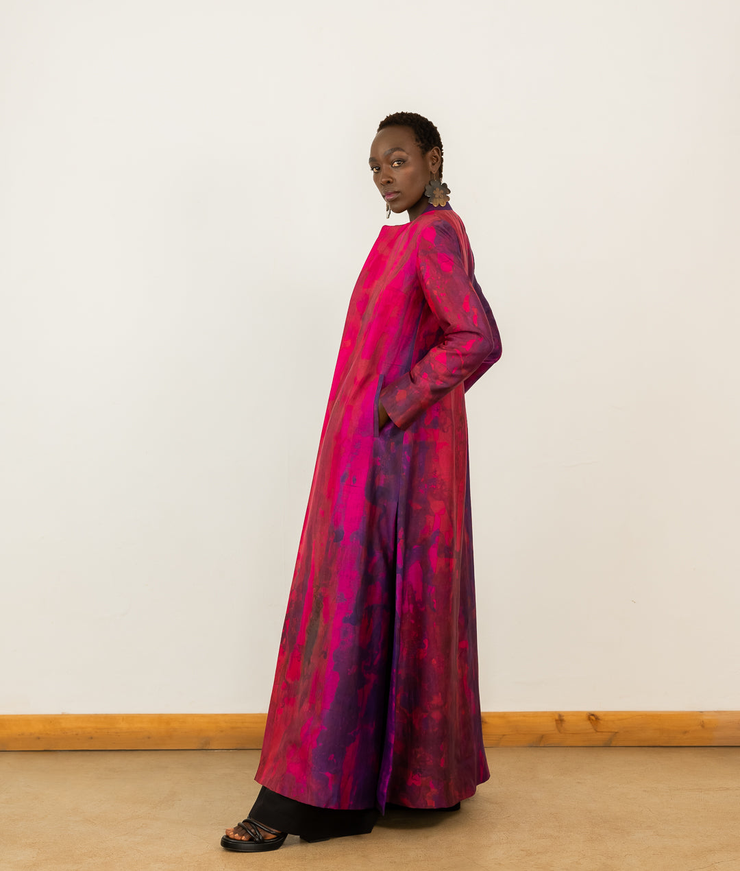 Nehru Coat In Fuchsia Silk