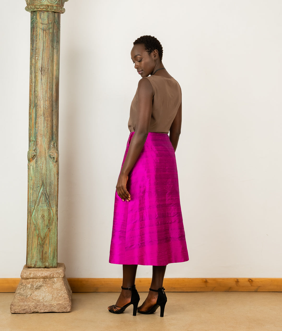 Skirt in Hot Pink Silk