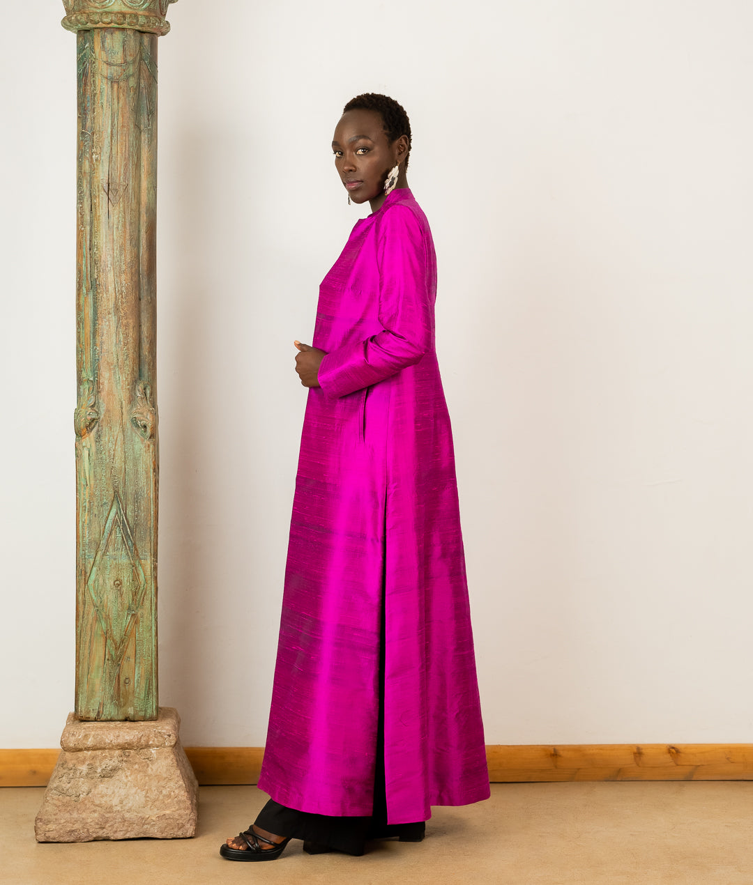 Nehru Coat In Hot Pink Silk