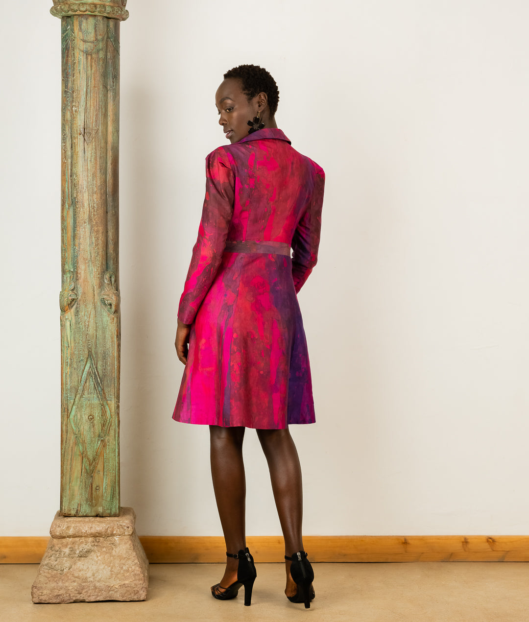 Sharron Coat In Fuchsia Silk