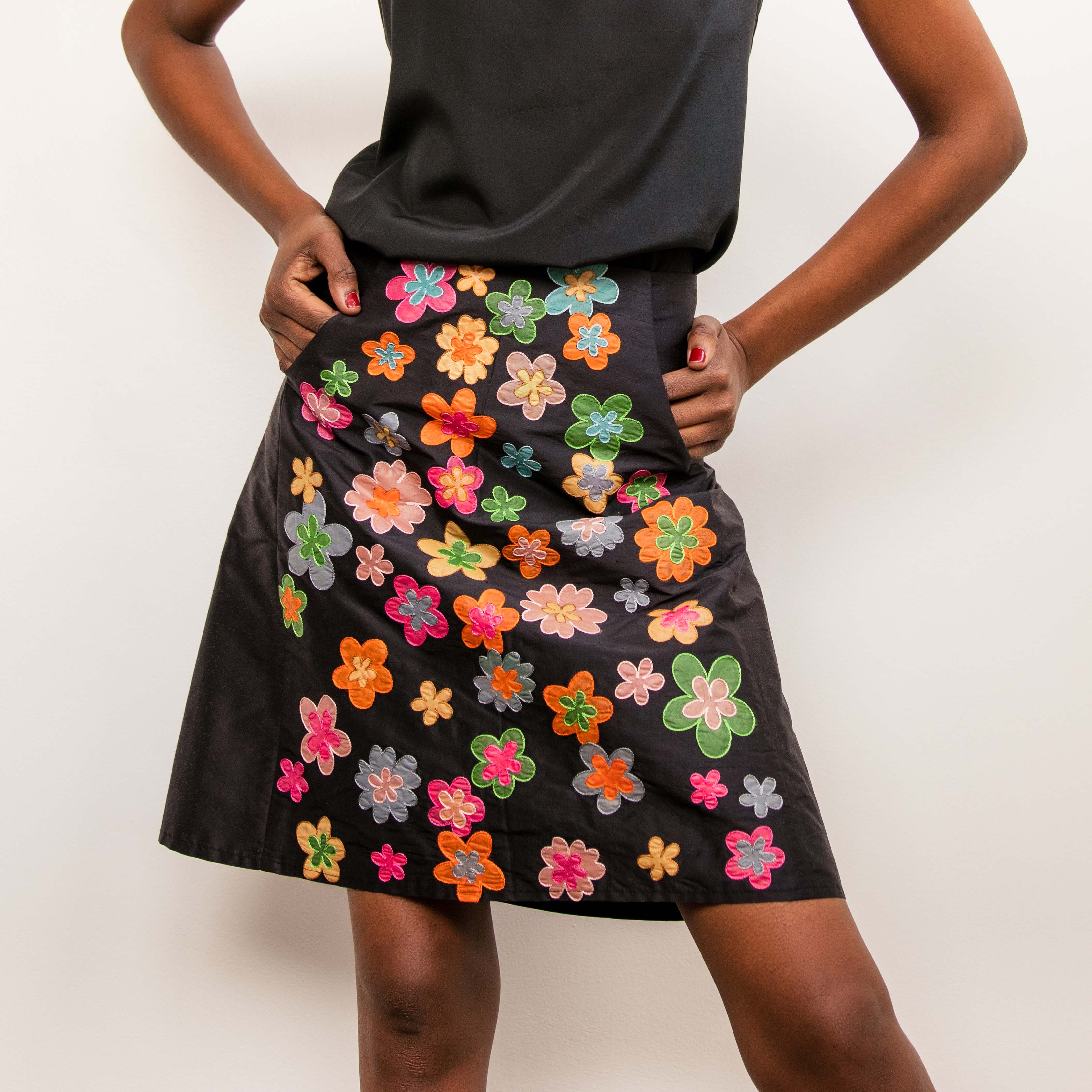 Sheetal Skirt in Black Silk