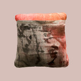 Hand Painted Silk Cushion In Grey/Orange